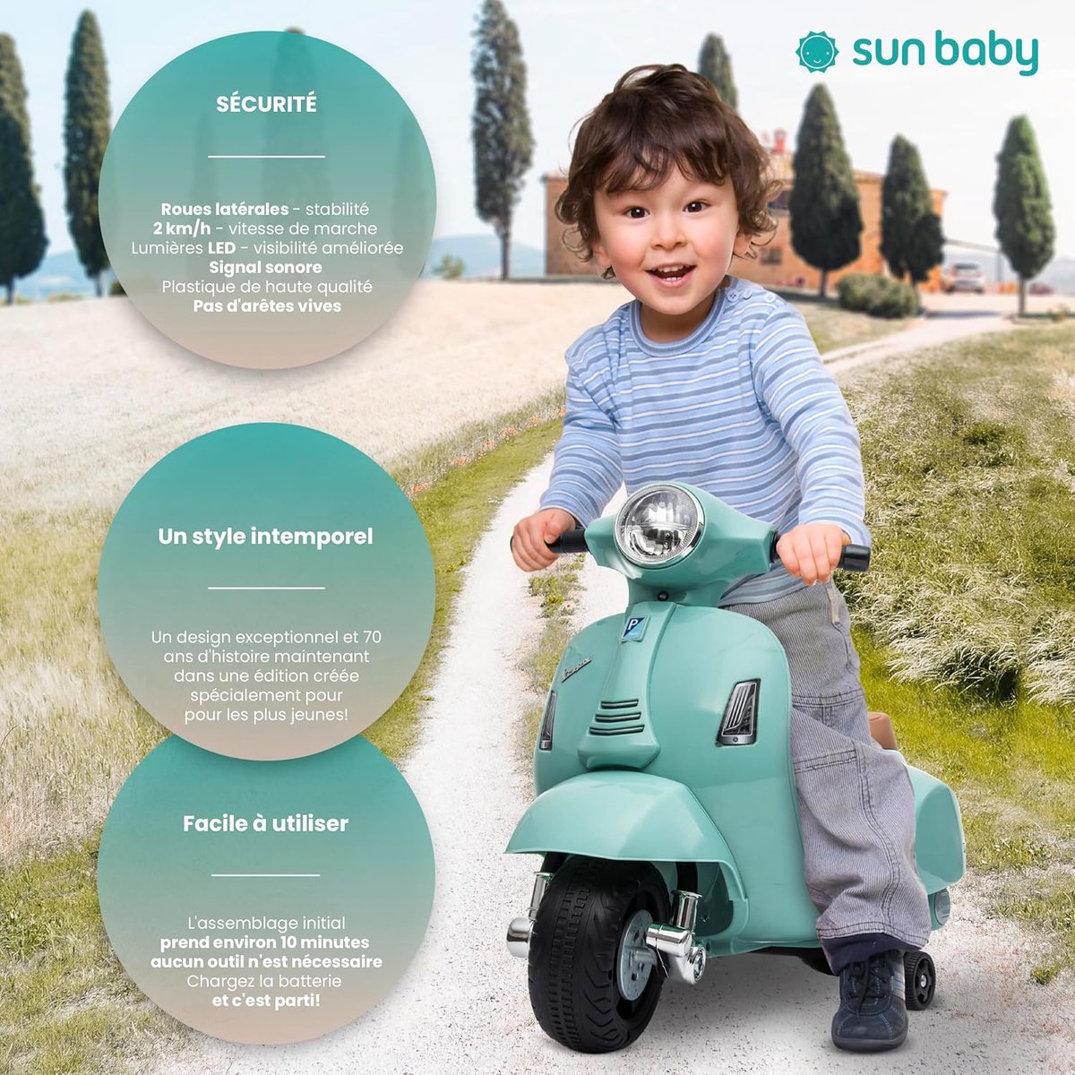 Trottinette électrique pour enfants bleu/vert