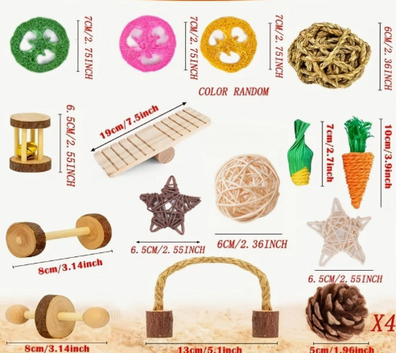 Ensemble de 18 jouets et jouets à mâcher en bois