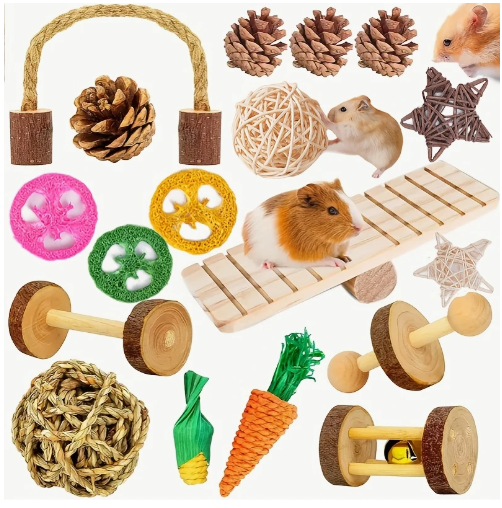 Ensemble de 18 jouets et jouets à mâcher en bois