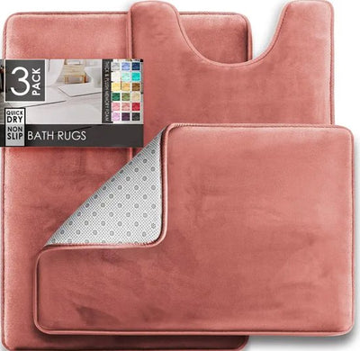 3-Piece Bath Mat Set in Different Colors