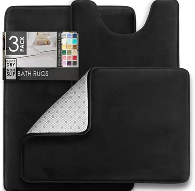 3-Piece Bath Mat Set in Different Colors