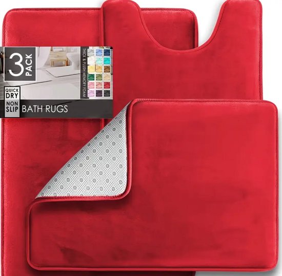 3-Piece Bath Mat Set in Different Colors