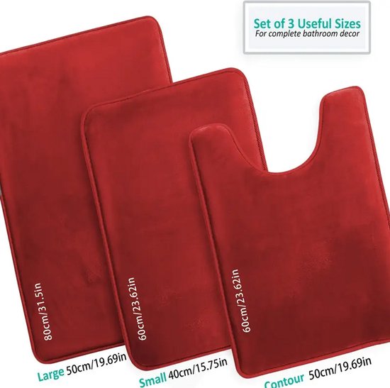 3-Piece Bath Mat Set in Different Colors
