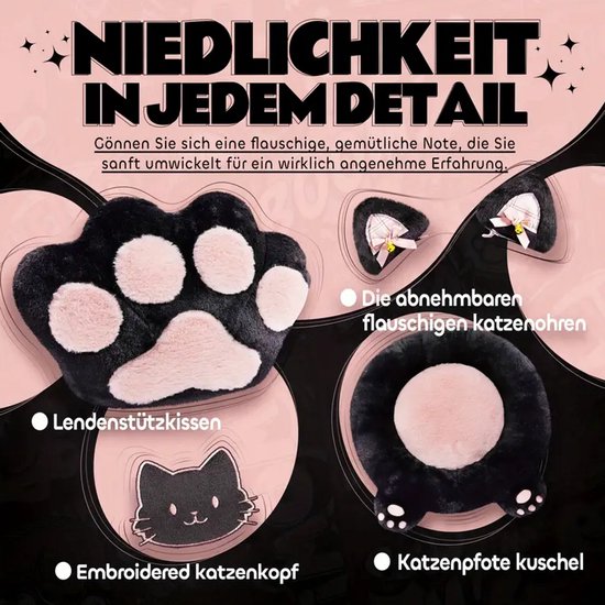 Gamingstoel Kattenoren Blauw Wit