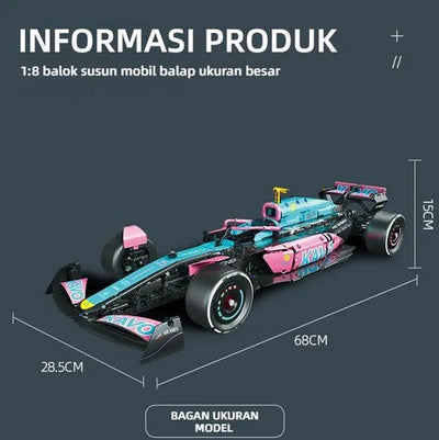 Voiture de course rose et bleue 1:8, 2312 pièces