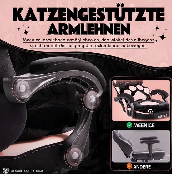 Gamingstoel Kattenoren Blauw Wit