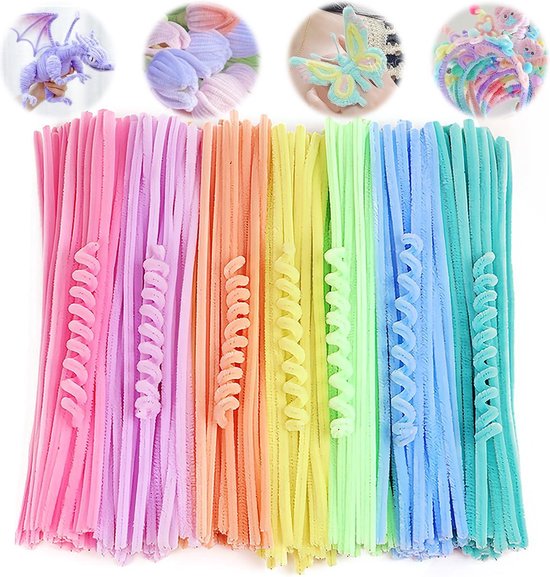 100 morceaux de fil chenille pastel