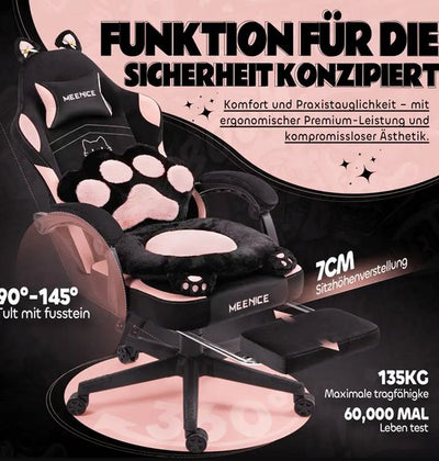 Gamingstoel Kattenoren Blauw Wit