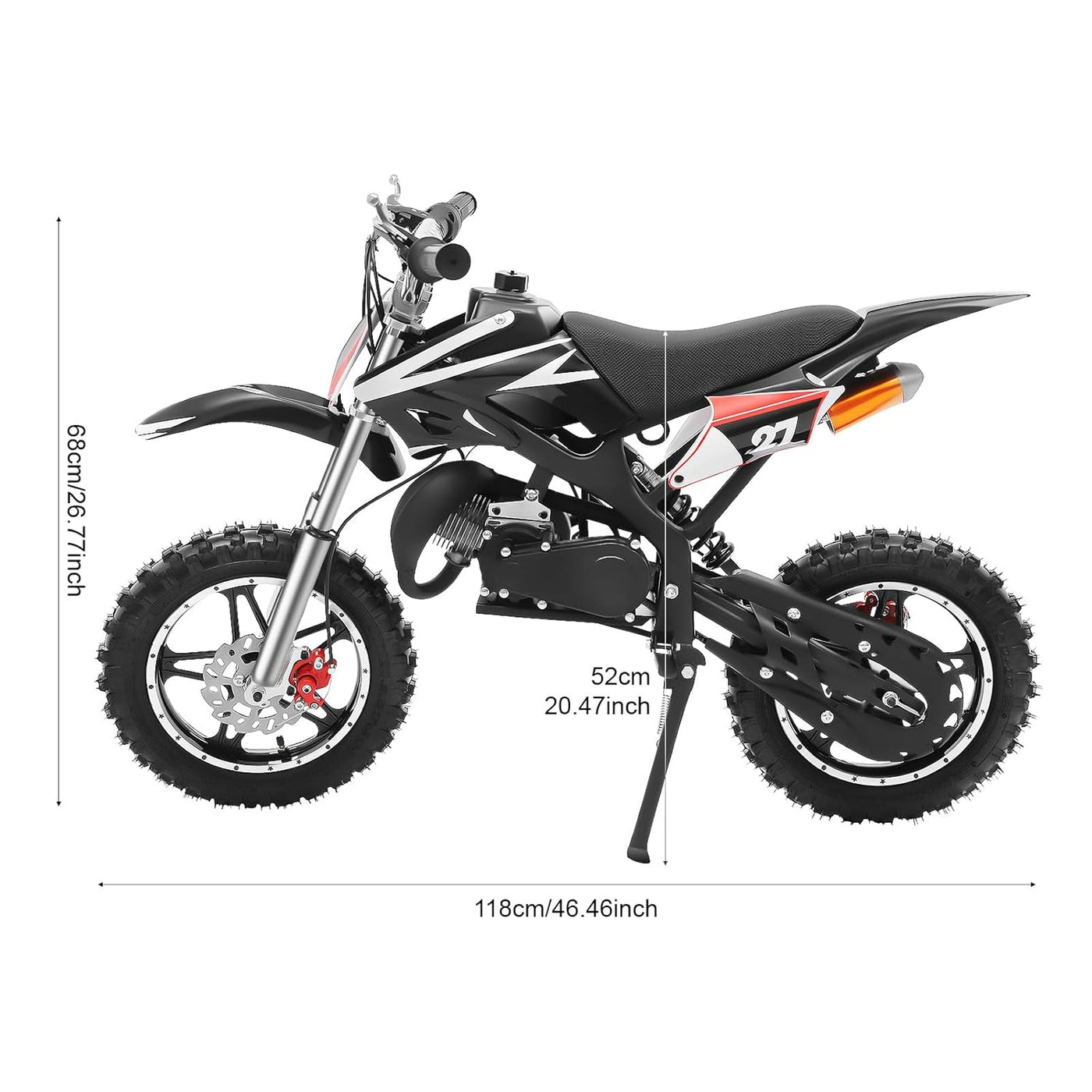 Moto tout-terrain 49cc Vert/Orange/Noir