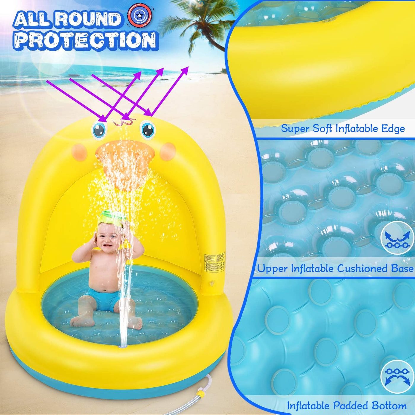 Piscine gonflable pour enfants Motif canard en caoutchouc