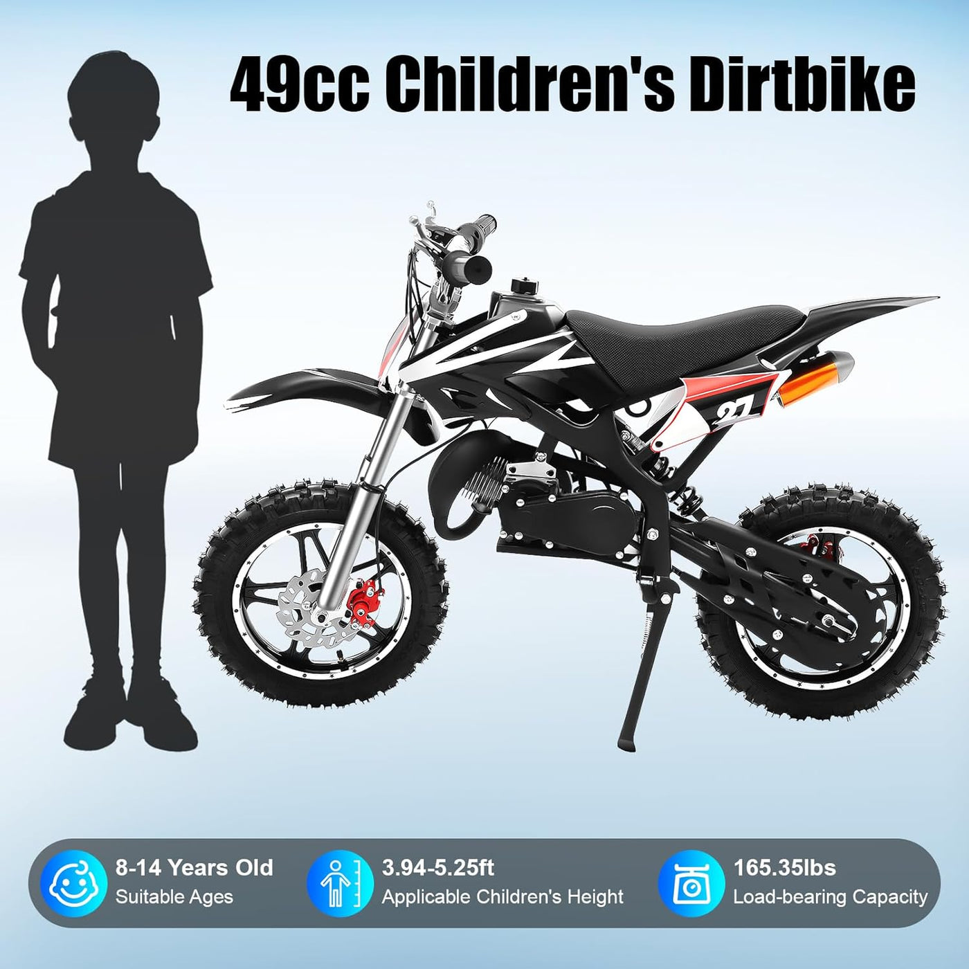 Moto tout-terrain 49cc Vert/Orange/Noir