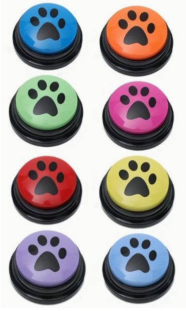 Heldere, opneembare communicatieknoppen voor honden en katten, ontworpen voor een speelse en leerzame trainingservaring.