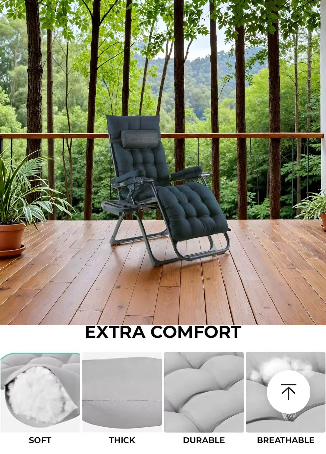 Chaise Zero Gravity capacité de charge 160 kg