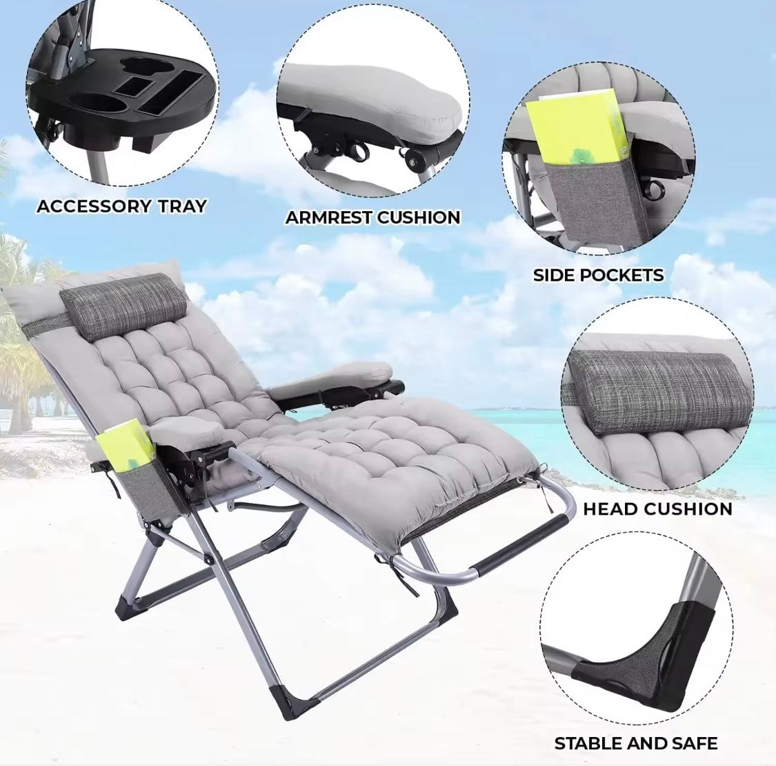 Chaise Zero Gravity capacité de charge 160 kg
