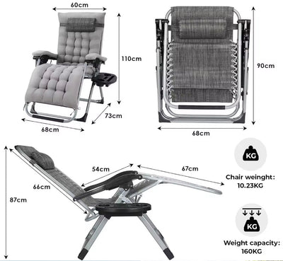 Chaise Zero Gravity capacité de charge 160 kg