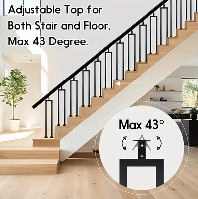 Rampe d'escalier en U noire 90 cm