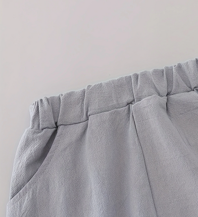 Ensemble d'été 2 pièces pour bébé : haut blanc, short gris
