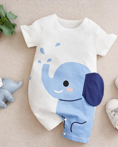 Barboteuse bébé avec imprimé éléphant
