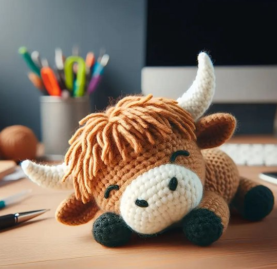 Ensemble de crochet Vache des Highlands endormie