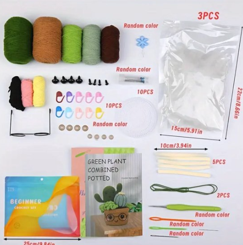 Ensemble de crochet Cactus pot avec verres