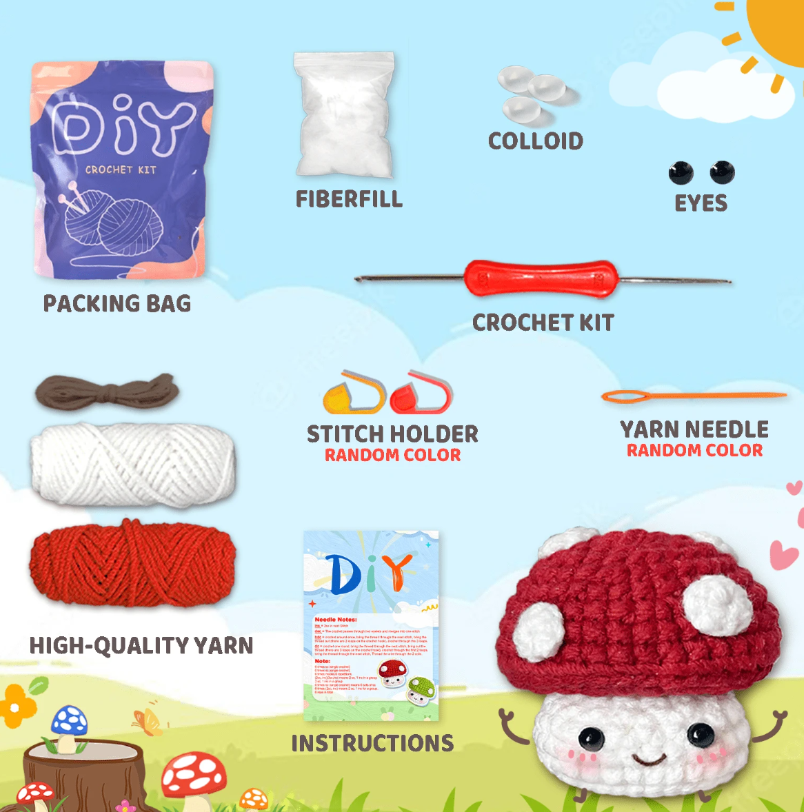 Kit de crochet champignon