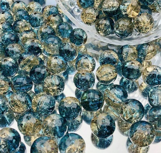 Ensemble de 50 perles de verre de 8 mm « Aurores boréales »