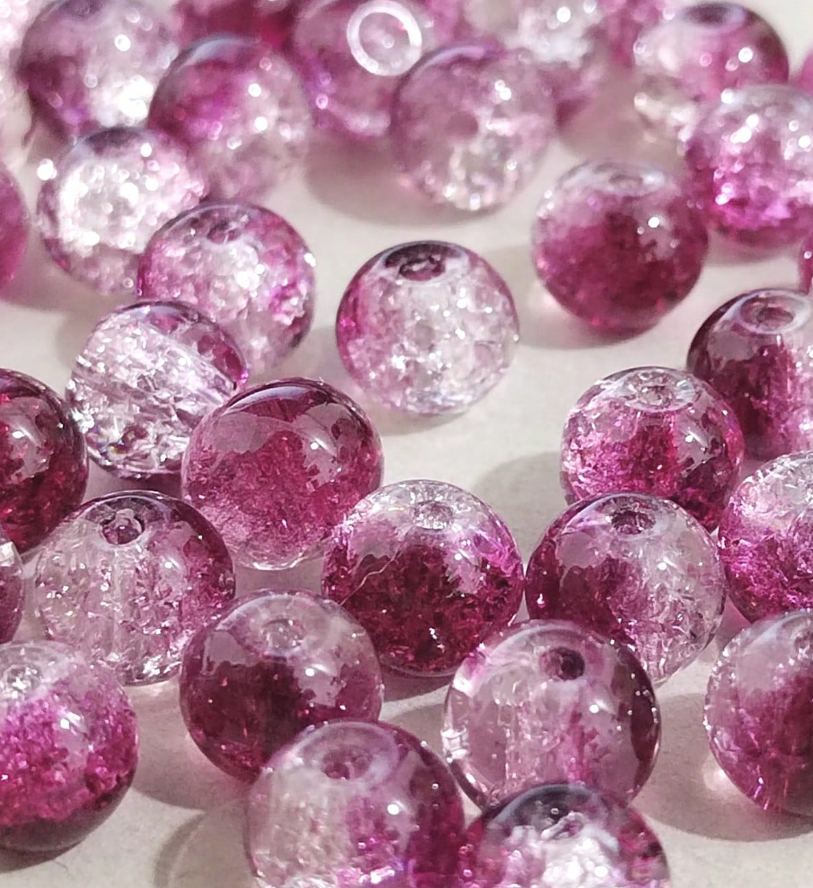 Fil de 50 perles de verre de 8 mm – Violet foncé (prune)