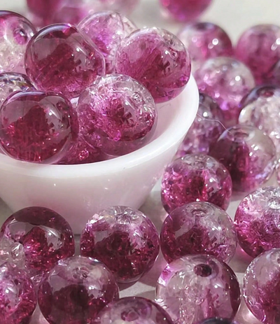 Fil de 50 perles de verre de 8 mm – Violet foncé (prune)