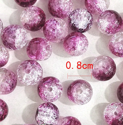 Fil de 50 perles de verre de 8 mm – Violet foncé (prune)