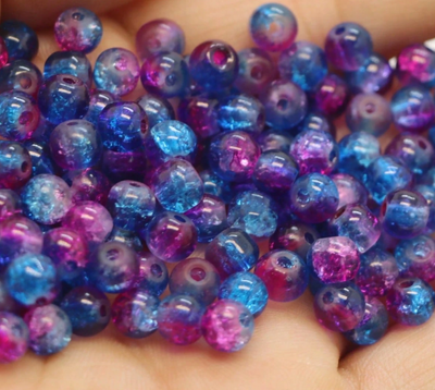 100 perles de verre bleu violet 6 mm
