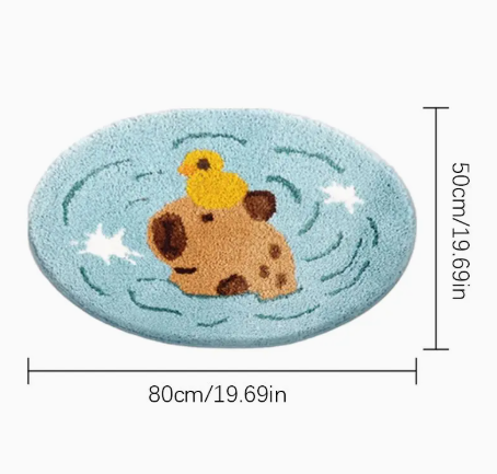 Tapis de bain mignon Capybara bleu