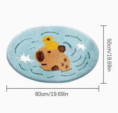 Tapis de bain mignon Capybara bleu