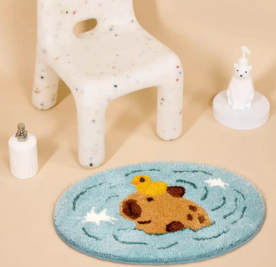 Tapis de bain mignon Capybara bleu