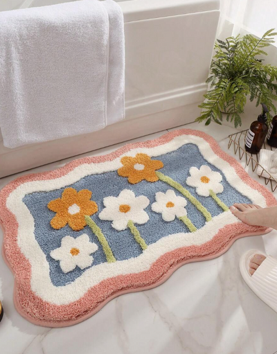 Tapis de bain à fleurs