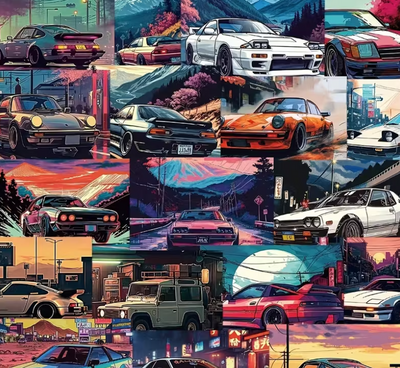 50 Retro Japanese JDM Race Stickers