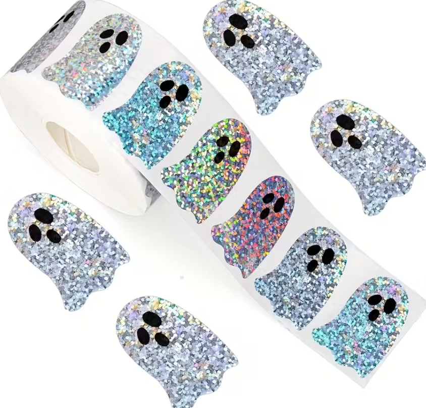 500 Halloween Glitter Ghost Stickers