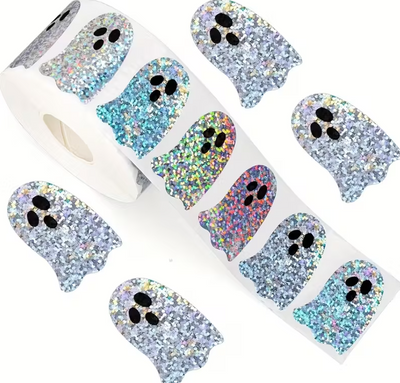 500 Halloween Glitter Ghost Stickers