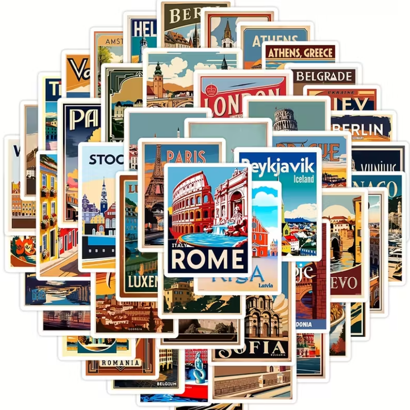 50 European Landmarks Stickers
