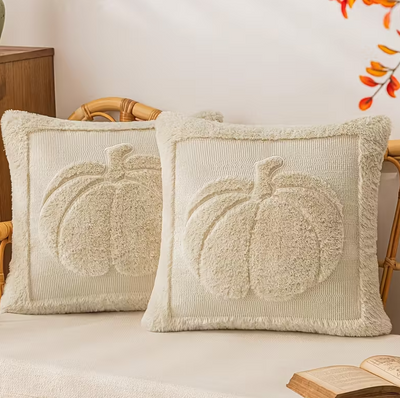 2 Pumpkin Decorative Cushion Covers Beige