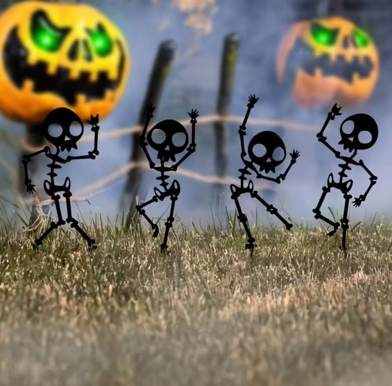 4 Dancing Skeleton Garden Stake