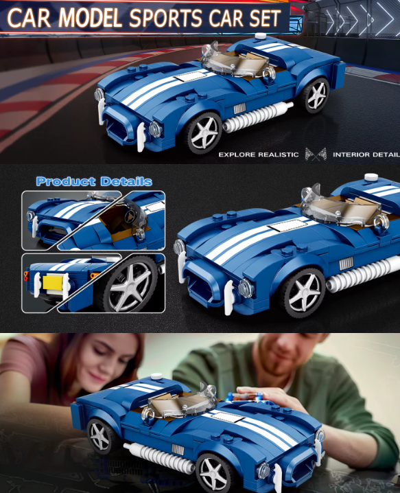 Bouwset Blauwe Sportwagen