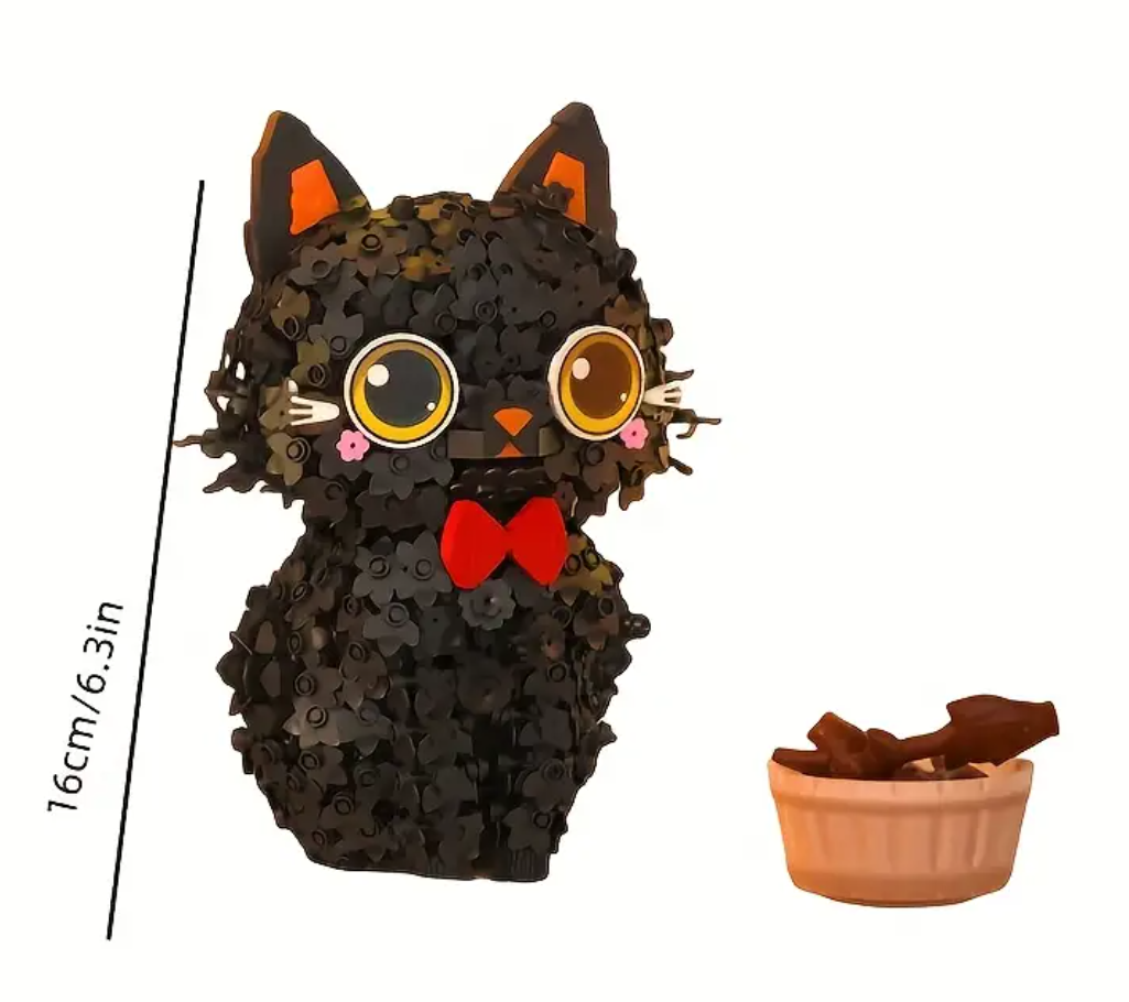 Black kitten building set