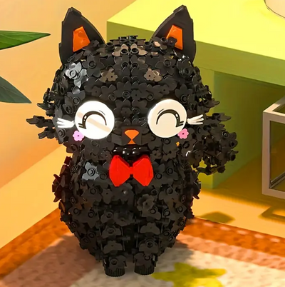 Black kitten building set