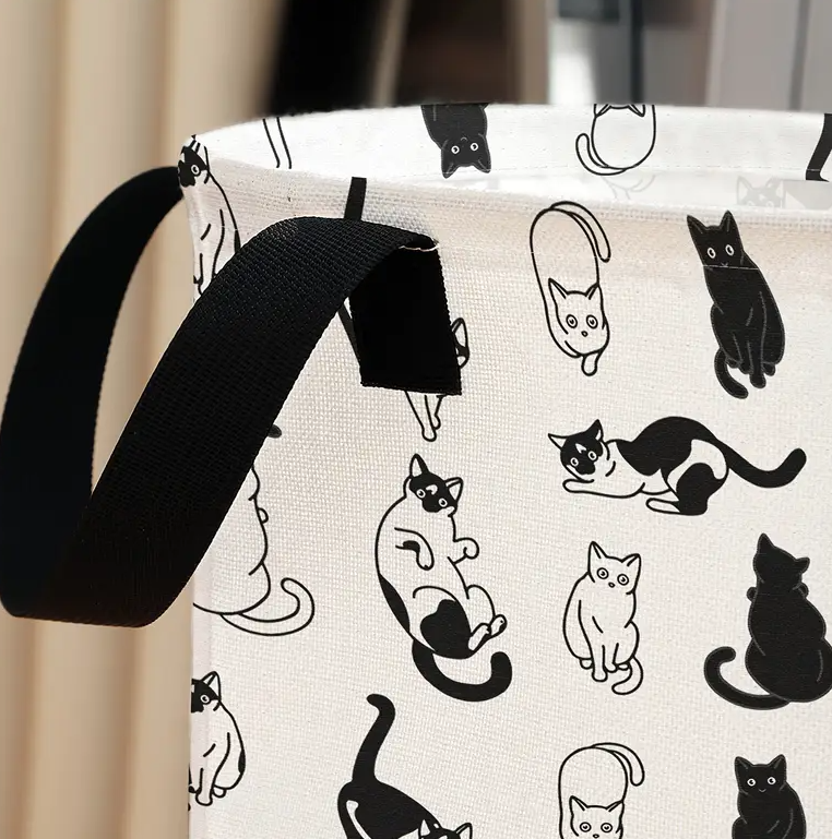Storage basket with black cat print