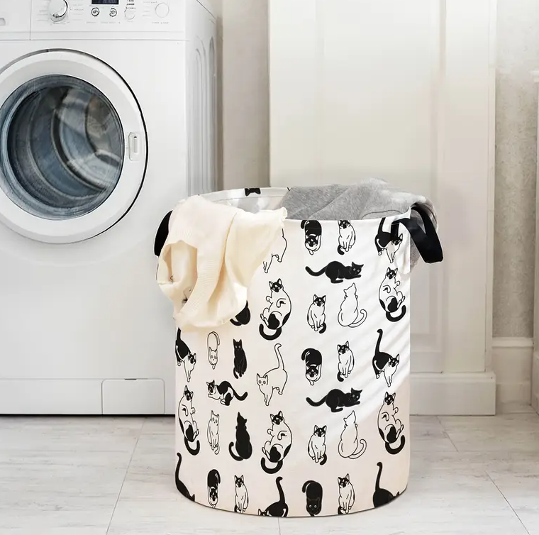 Storage basket with black cat print