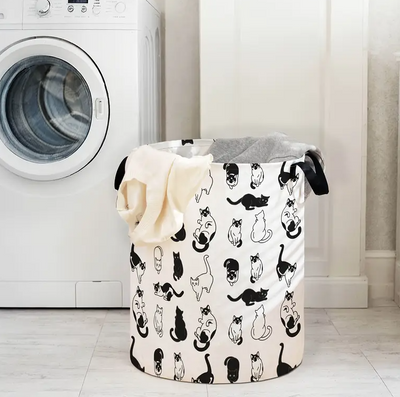 Storage basket with black cat print