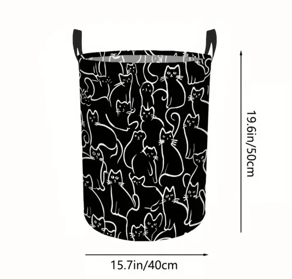 Laundry basket with cartoon cat print