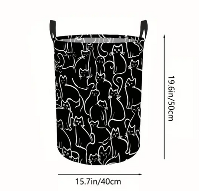 Laundry basket with cartoon cat print