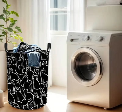 Laundry basket with cartoon cat print