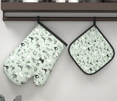 cartoonkatten en planten Ovenwant